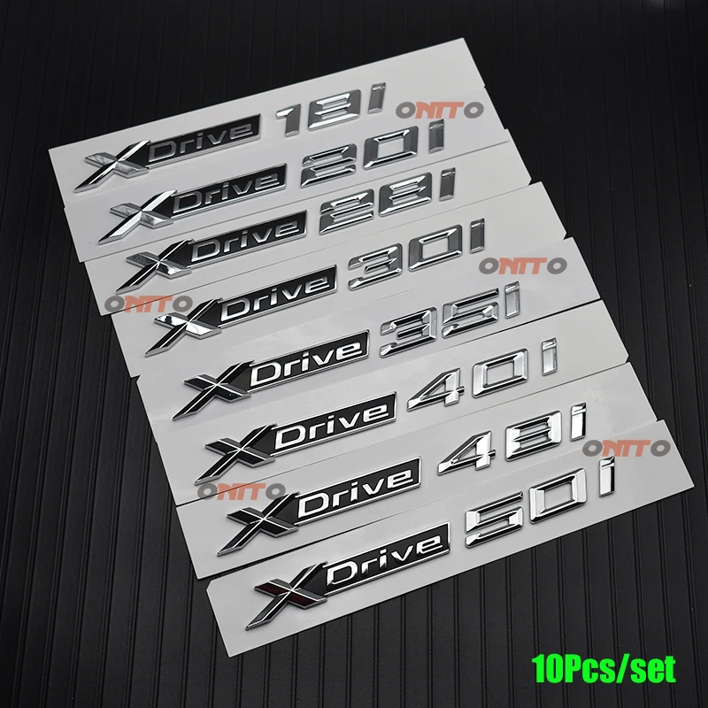 

10pcs Decoration Car Logo Letter Plating Xdrive 18i 20i 28i 30i 35i 40i 48i 50i For BMW X1 2 3 4 5 Series Car Emblem Badge Decal