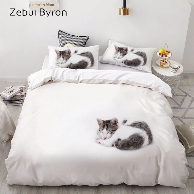 

3D luxury Bedding Set Custom/King/Europe/USA,Duvet Cover Set,Quilt/Blanket Cover Set,Bed set Animal Sleeping cat,drop ship
