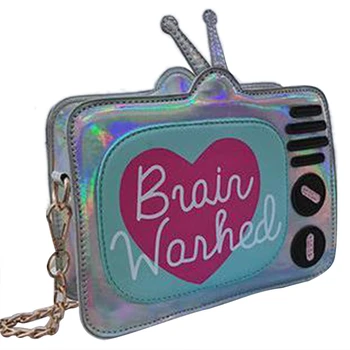 

Creative Funny Personality Tv Messenger Bag Girl Cute Cute Three-Dimensional Shoulder Bag Silver