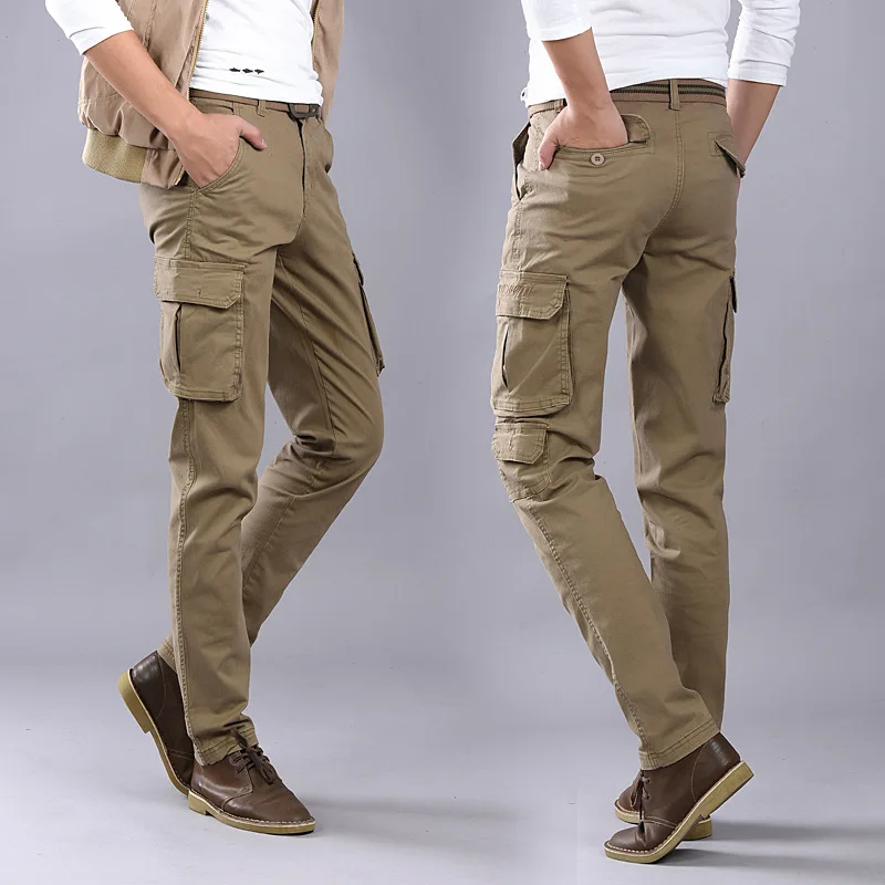 

Men's Cargo Pants 2018 Autumn Elastic Cargo Pants Men Casual Cotton Military Tactical Baggy Pants pantalon homme Trousers Men