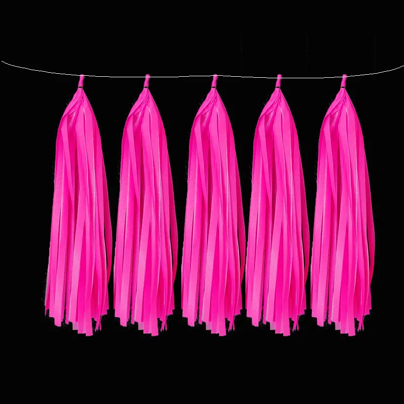 1pcs/pack Glow in the UV light Party Accessories Neon Paper Tassels Garland Banner Luminous Black Light Bright Hanging Decor