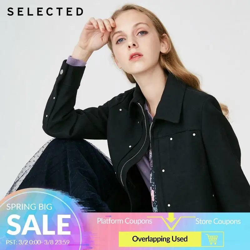 Женская шерстяная куртка с отворотом осенняя Верхняя одежда S | 419127504|