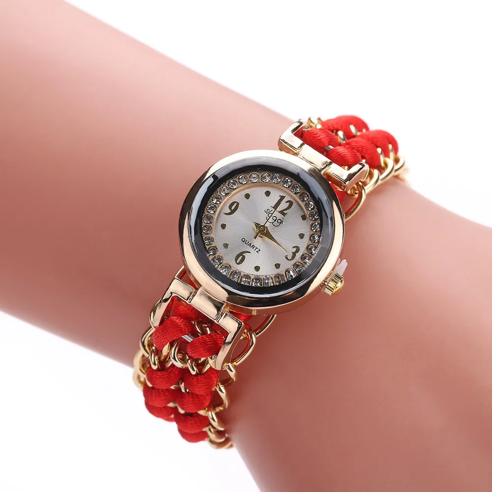 Для женщин Вязание Веревка Цепи обмотки Аналоговый кварцевый механизм наручные часы Высокое качество повседневные наручные часы подарок Relogio Feminino#10 - Цвет: as photo