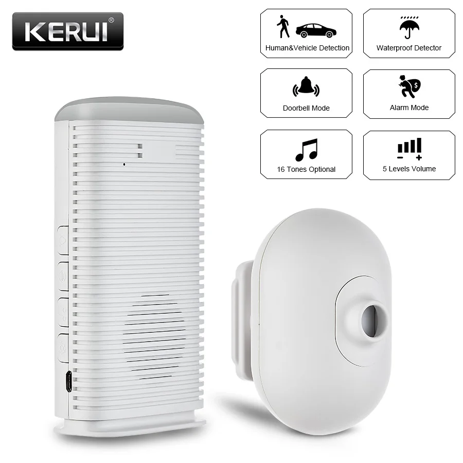 KERUI DW9 Outdoor Wireless Home Security Alarm Waterproof PIR Motion Infrared Detector Driveway Garage Vehicle Burglar Alarm