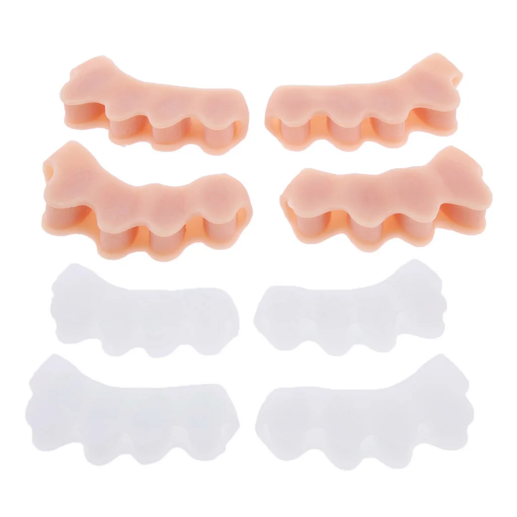 Pack Of 8, Silicone Toe Separators & Spreaders, Bunion Protectors For Bunion, Overlapping Toes, Drift Pain Pads For Men Women