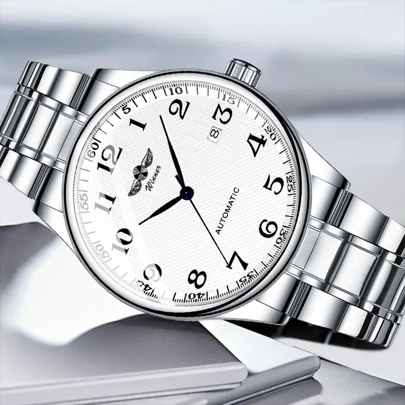 WINNER Роскошные мужские часы автоматические механические часы Модные прозрачные самовзводные наручные часы водонепроницаемые часы для бизнеса