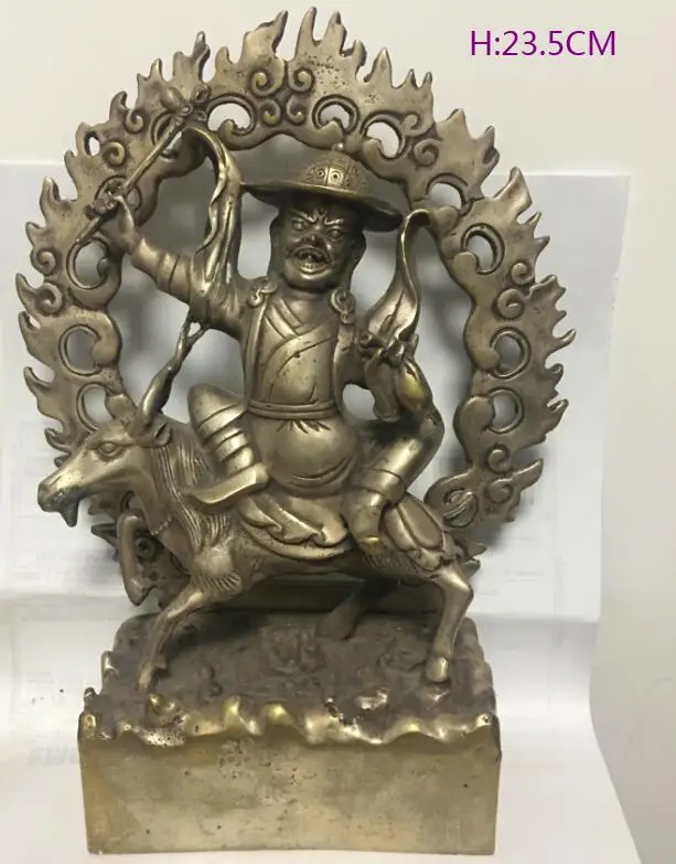 

9" Tibet silver gild handwork carved beautiful grasslands eudemon buddha Statue 23.5cm