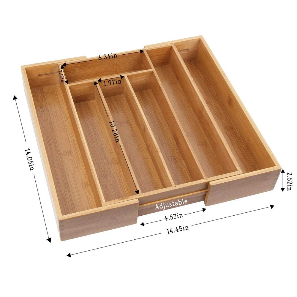 Выдвижная коробка для хранения бамбуковых столовых приборов, разделенный ящик, тип посуды, резак, ящик для хранения, выдвижной ящик для столовых приборов, Органайзер