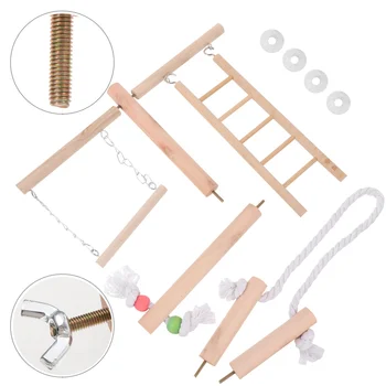 

1 Set Bird Toys Bite Resistant Fun Climbing Perch Ladder Parrot Swing Stand for Pet Cage