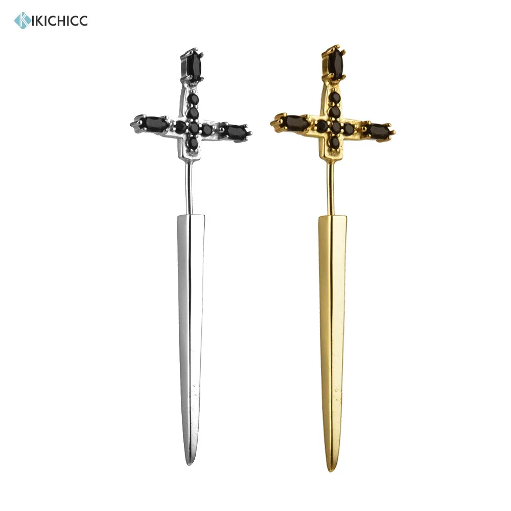 Kikichicc 925 пробы серебряные большие крестообразные длинные серьги капельки в стиле