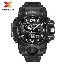 X-GEAR, Брендовые мужские модные водонепроницаемые аналоговые кварцевые часы с секундомером, мужские спортивные часы, повседневные цифровые часы, мужские часы