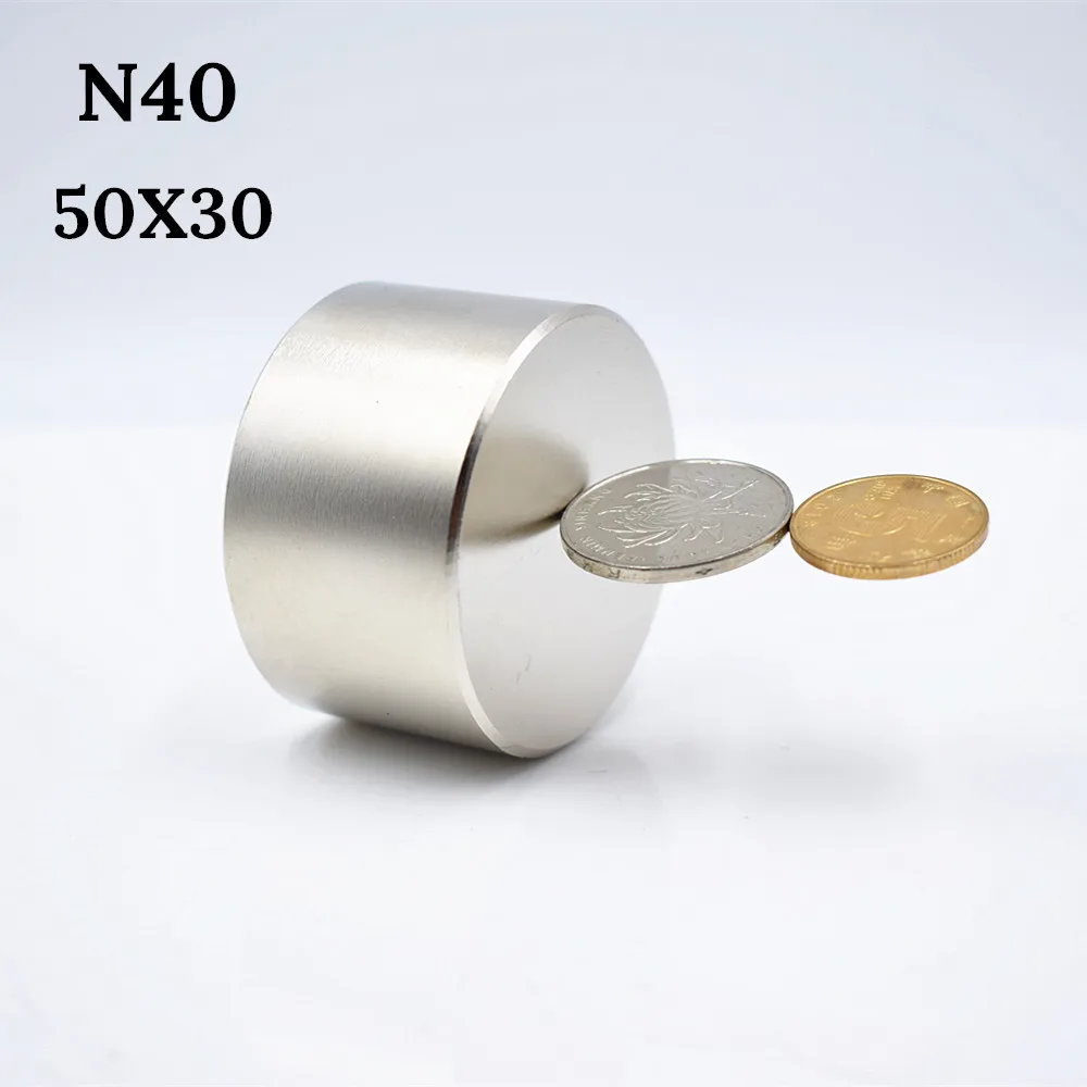 Неодимовый магнит 50x30 N52 супер сильный Круглый магнит редкоземельный 50*30 мм сварочный поиск мощный Перманентный металлический N35 N40 - Цвет: N40 50x30