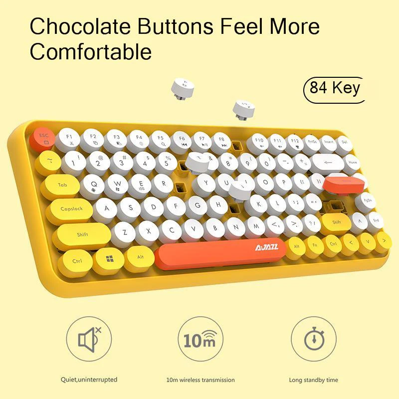 Goedkoop JellyComb Bluetooth Toetsenbord Retro Ronde Keycap Plastic Panel Kleurrijke Grens WaterproofMobile Telefoon Toetsenbord