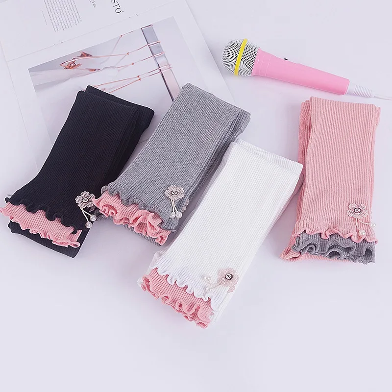 

Autumn Newborn Baby Girls Pants Cotton Leggings Elastic Waist Lace Floral Design Toddler Bottoms Clothes
