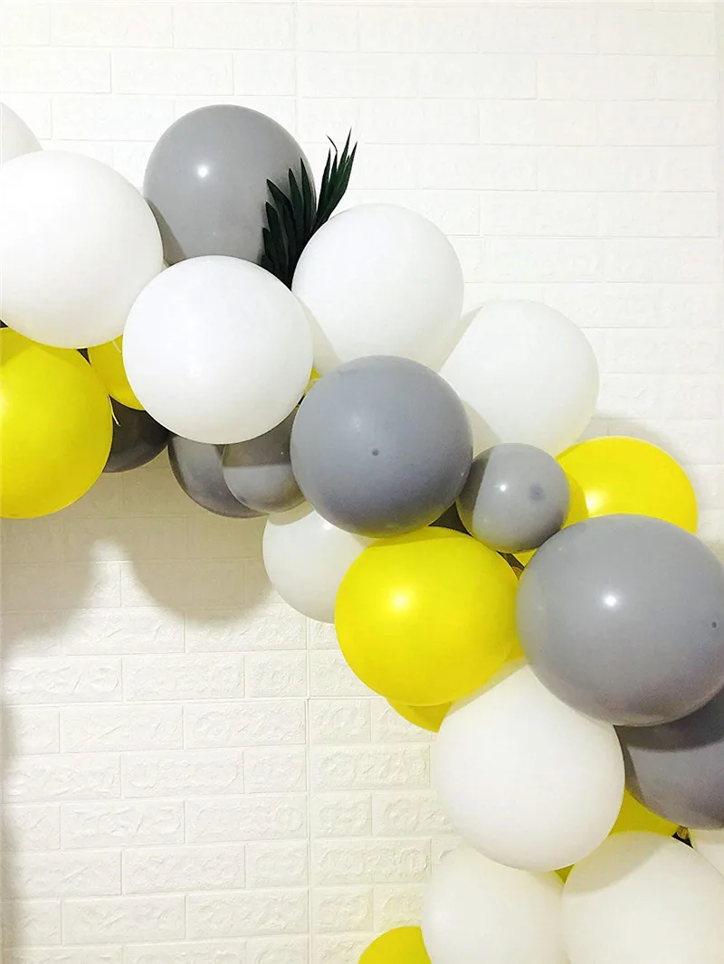 90 шт. серый желтый белый латексные воздушные шары-гирлянды арочный комплект фон детский душ Свадьба День Рождения Вечеринка фон