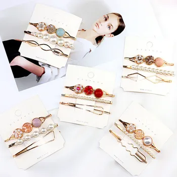 

Hairclip Set Combination Pearl Snap Barrette One-character Clip Girl Small Broken Hairclips Diamond Hairpins Alloy Headwear