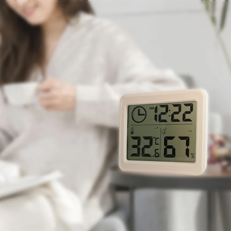 Простой lcd многоцветный электронный календарь будильник термометр гигрометр прикроватный стол для декора может измерять высоту