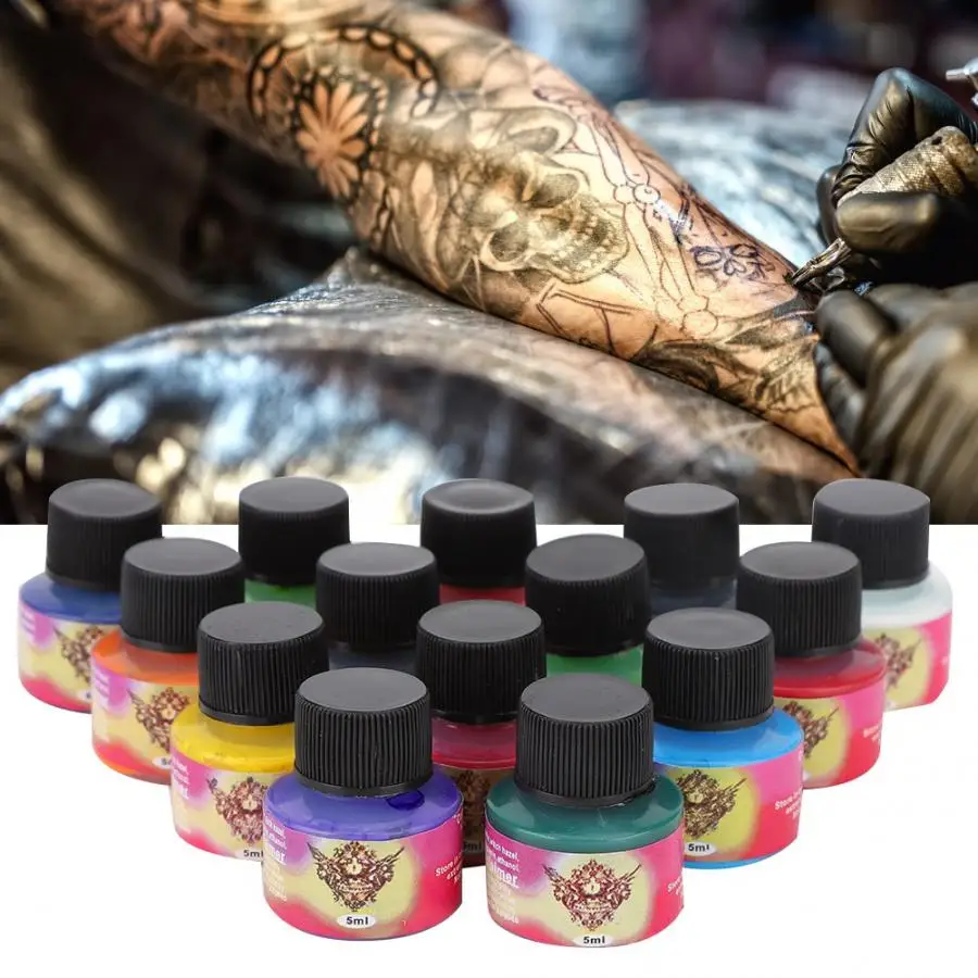 

14 Colors Tattoo Inks Set Long Lasting Tattoo Pigment Practice Ink Accessory Tattoo Practice Tool
