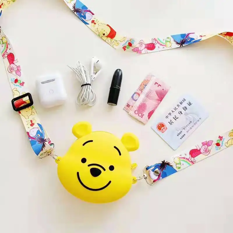 Disney mickey mouse New Coin Purse lady minnie shoulder messenger bag Cute Card Bag Card Pack Cartoon Silicone Storage Bag