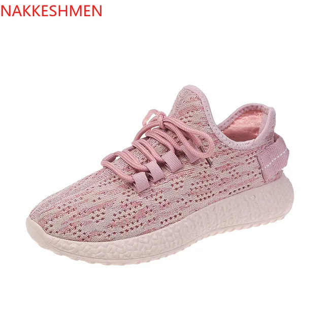 US $15.18 Women's Korean version of new flying knitted sneakers for summer 2019 women's breathable sneakers
