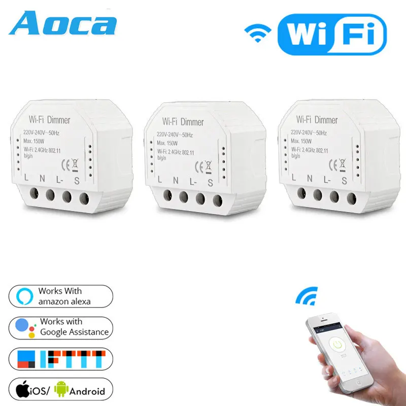 

DIY Smart WiFi Light LED Dimmer Switch Smart Life/Tuya APP Remote Control 1/2 Way Switch,Works with Alexa Echo Google Home