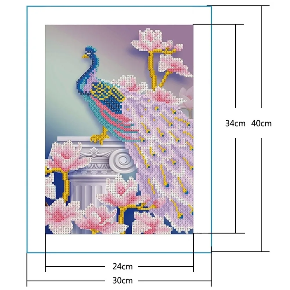 

Peacock Flowers 5D Diamond Painting DIY Cross Embroidery Diamond Paste Painting Cross Stitch Home Decor Gift Household Items