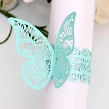 50pcs Butterfly Laser Cut Paper Rings Napkin Ring Napkin Button Holder Hotel Birthday Wedding Christmas Party Table Decoration