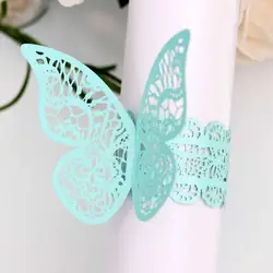 50pcs Butterfly Laser Cut Paper Rings Napkin Ring Napkin Button Holder Hotel Birthday Wedding Christmas Party Table Decoration