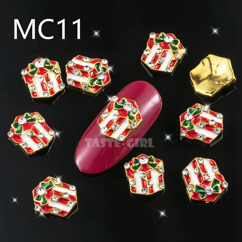 MC11 10 шт./лот 3D Поп различные Рождественские Элементы X'mas дерево снежинка снеговик лося сплав акриловый дизайн ногтей горный хрусталь Украшение - Цвет: MC11