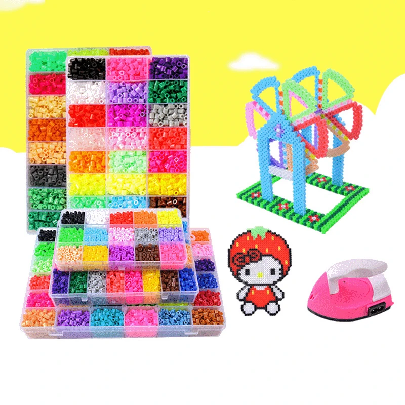 24/72 colors box set hama beads toy 2.6/5mm perler educational Kids 3D  puzzles diy toys fuse beads pegboard sheets ironing paper