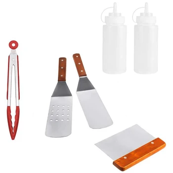 

Griddle Accessory Tool Kit,Stainless Steel BBQ Grill and Griddle Spatulas Tool Kit for Grill Griddle Flat