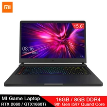 Xiaomi Mi игровой ноутбук с диагональю 15,6 дюймов, обновленный i5 8G/i7 16G DDR4 144Hz GTX1660Ti/RTX2060 NVIDIA 6GB DDR6 e-спортивный компьютер