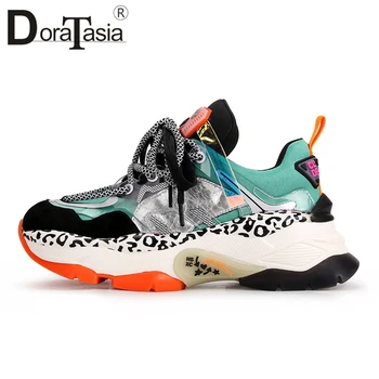 

DORATASIA 2019 New INS Hot Genuine Leather Suede Sneakers Women 2019 Autumn Fashion Girl Decorating Women Platform Shoes Woman