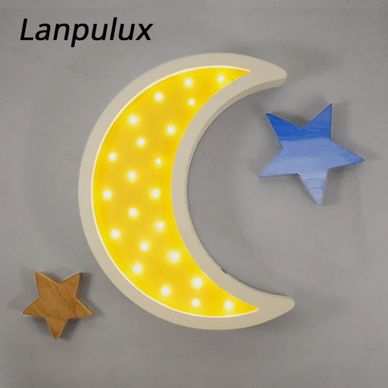 Lanpulux скандинавские луна звезда деревянный ночник украшение дома настенные
