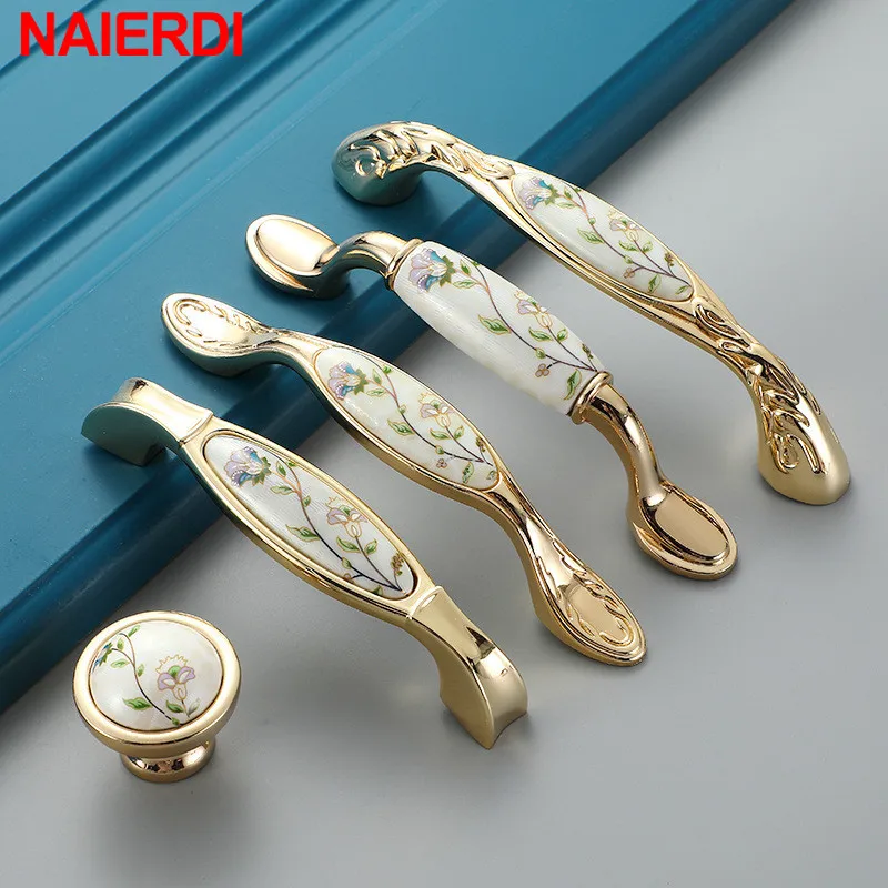NAIERDI 10PCS Antique Ceramic Cabinet Handles Chinese Vintage Drawer Knobs Wardrobe Door European Furniture Handle | Обустройство