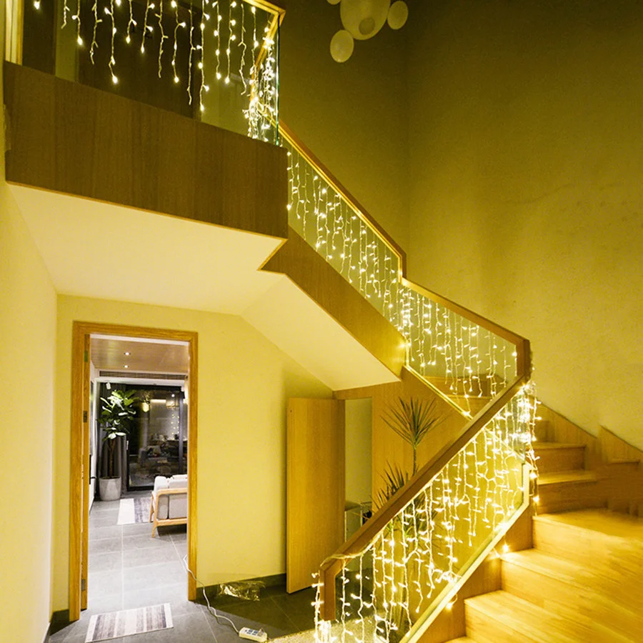 4 to 30M Led Curtain String Light Waterproof Connectable Twinkle Light Garland Outdoor Christmas Icicle Light For Eaves Decor