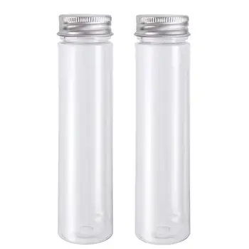 

2pcs Flat-bottomed Plastic Clear Test Tubes with Screw Caps Candy Cosmetic Travel Lotion Containers 110ml