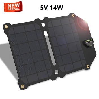 

Solar Charger 5V 14W Dual USB Solar Panel Power Charger Foldable Power Bank for Smartphones
