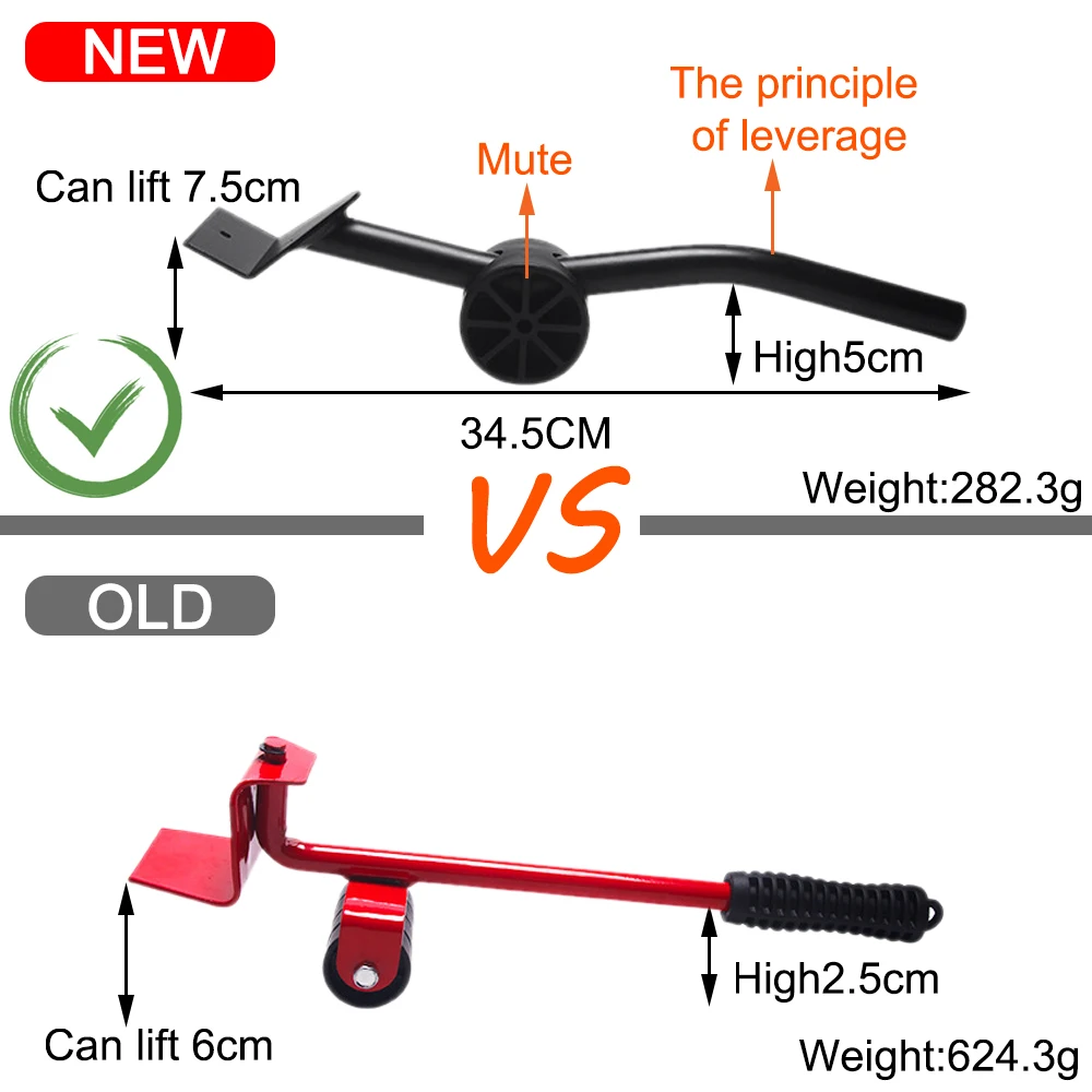 5PCS/Set Professional Furniture Transport Lifter Tool Set Furniture Mover Wheel Bar Roller Device Heavy Stuffs Moving Hand Tools-1