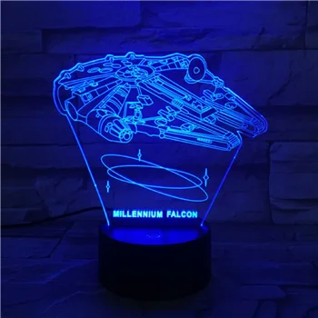 

3D Lamp Star War Millennium Falcon for Bedroom Decoration Awesome Best Present for Children Led Night Light Lamp Touch Sensor