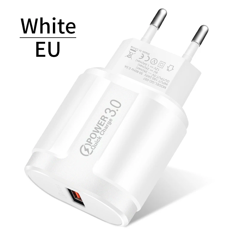 EU White USLION Быстрая зарядка QC 3,0 USB US EU зарядное устройство Универсальное зарядное устройство для мобильного телефона настенный адаптер для быстрой зарядки для iPhone samsung Xiaomi - Тип штекера: EU White