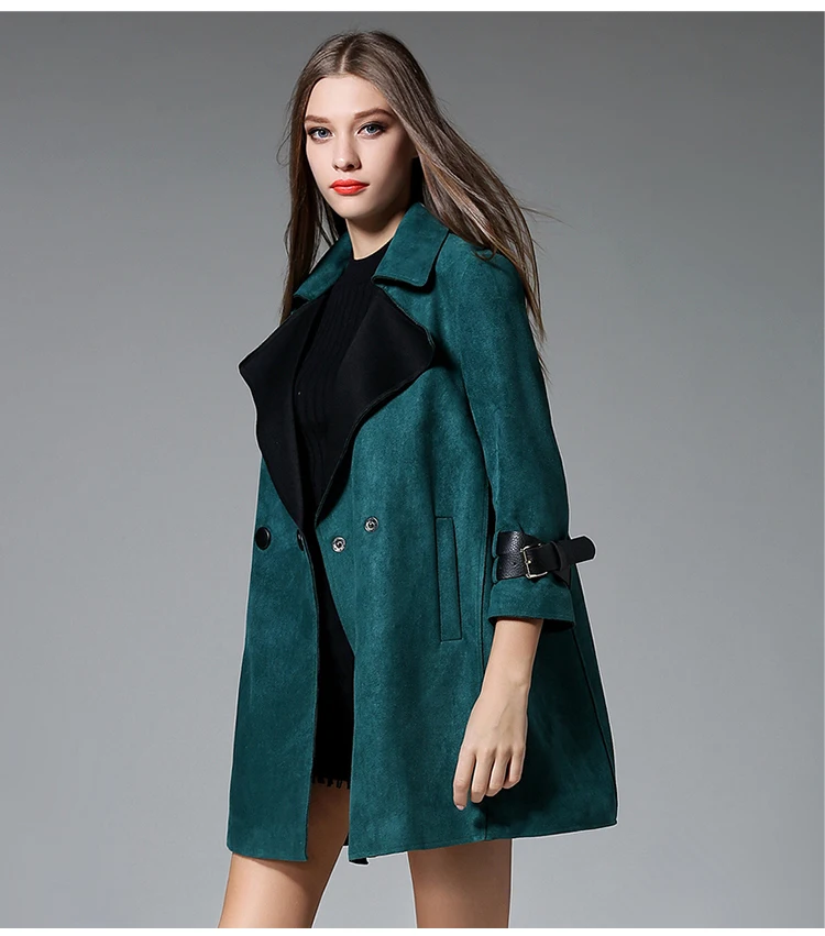 Zaooye/Soap Leaf Europe New Style Winter Elegant Slimming Suede Mid-length Loose-Fit Trench Coat WOMEN'S Coat
