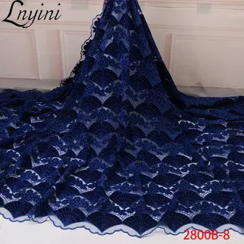 

High Quality African Lace Fabrics Royal Blue Velvet Lace Fabrics for Wedding Party Dresses Embroidery Nigerian Lace L2800B