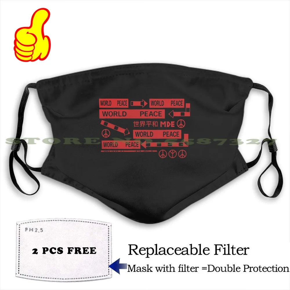 Mde Presents : World Peace - Bumper Redesigned Fashion Funny Design Black Reusable Masks | Аксессуары для одежды