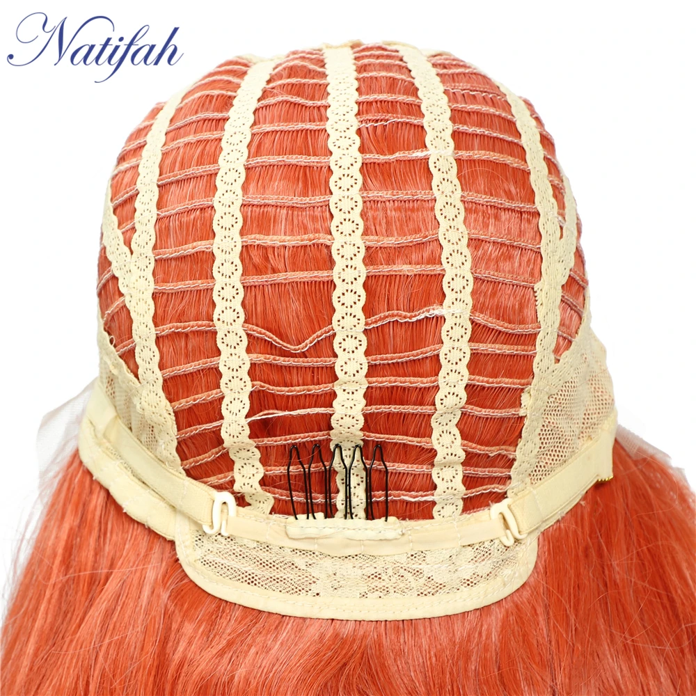 Natifah Orange Wig Long Straight Wig Synthetic Lace Front Wigs 24 inch Purple Red Brown can be Cosplay Wigs For Black Women