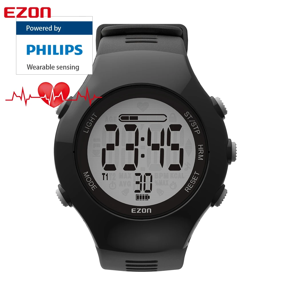 EZON T043 умные часы с оптическим датчиком пульсометр фитнес цифровые шагомер