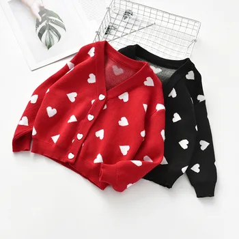 

2020 Knit Girls Sweaters Knit Heart Girls Cardigans Children Clothing