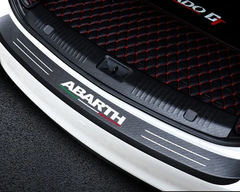 

Car Styling Abarth Emblem Carbon Fiber Car Trunk Guard Plate Rear Bumper Protect Sticker for Fiat Viaggio Punto 124 125 500