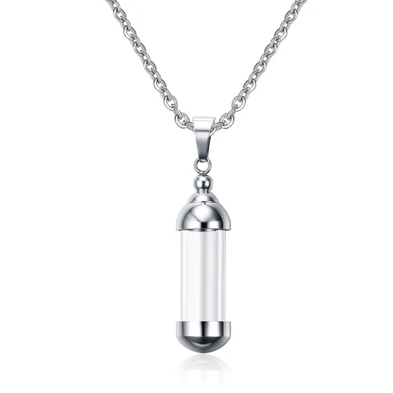 

New Style Titanium Steel Glass Bottle Pendant Women's Cool Perfume Bottle Pendant Korean-style-Style Jewelry PN-716