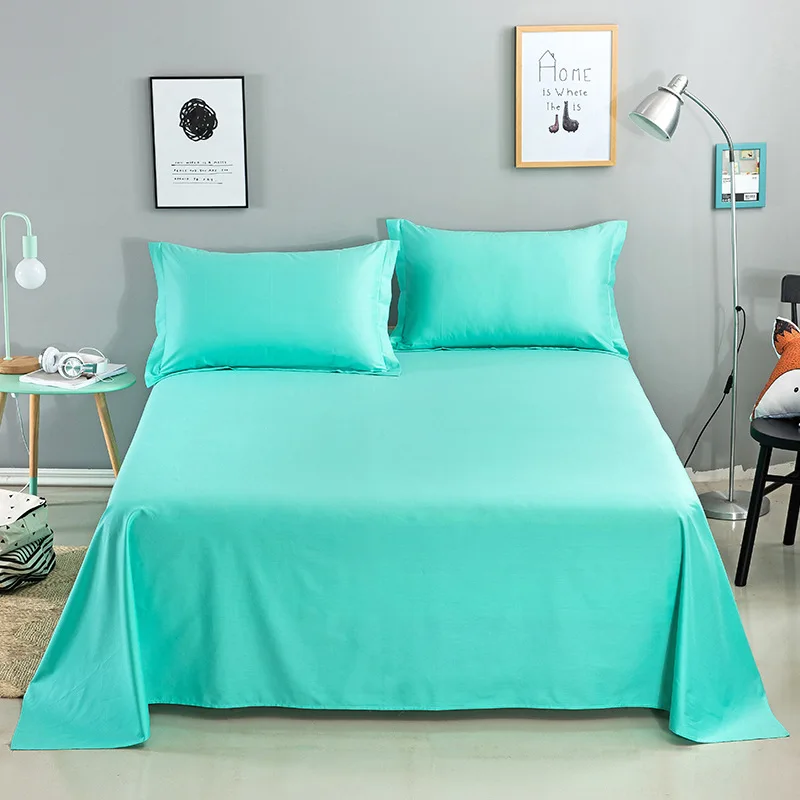  100% Cotton Pure Color Flat Sheet For Children Adults Single Double Bed Flat Bedsheets (No Pillowca